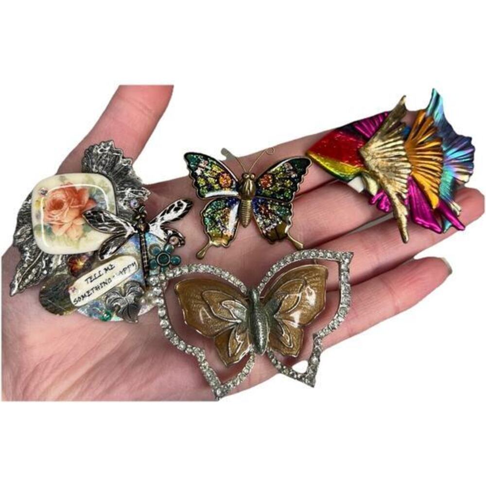 Butterfly Fish Pin Brooch Lot Nature Colorful Whimsical